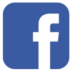 Facebook logo in blue box and white letter F